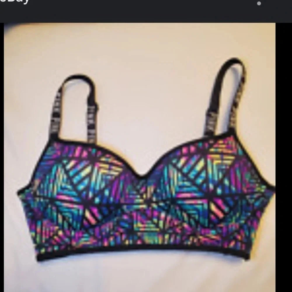 PINK Victoria secret size medium printed sports bra CUT OUT LOGO FALL CASUAL